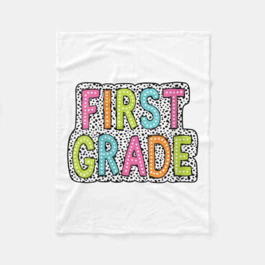 女性カラフル1年生先生評価V フリースブランケット (正面)
