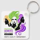 女性カラフルIWDの様式化トリオ2025 キーホルダー (裏面)