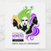 女性カラフルIWDの様式化トリオ2025 ワインラベル (シングルラベル)