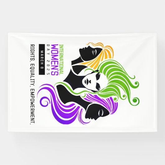 女性カラフルIWDの様式化トリオ2025 横断幕 (横)