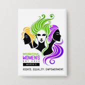 女性カラフルIWDの様式化トリオ2025 缶バッジ (正面)