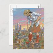 女性ガーデニングはがき ポストカード (正面/裏面)