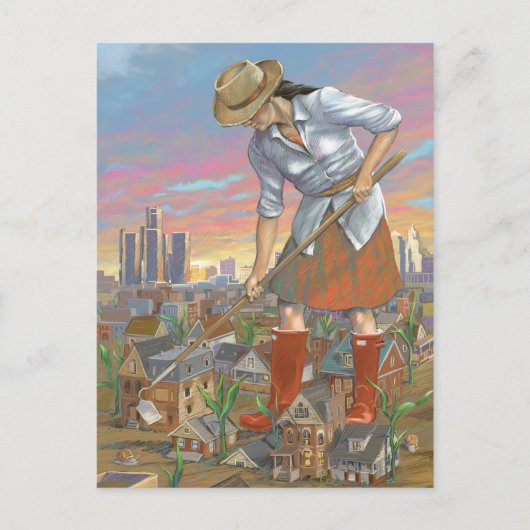 女性ガーデニングはがき ポストカード (正面)