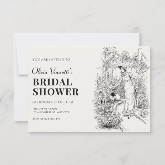 女性ガーデニングブライダルシャワー 招待状 (正面)