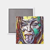 女性ガールグラフィティアー絵を描ト顔アイカラー マグネット (正面/裏面)