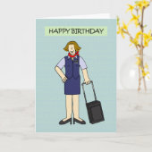 女性キャビンクルー誕生日 カード (黄色い花)