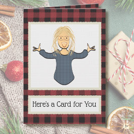 女性キャラクターの面白いクリスマスギフトのお礼 カード