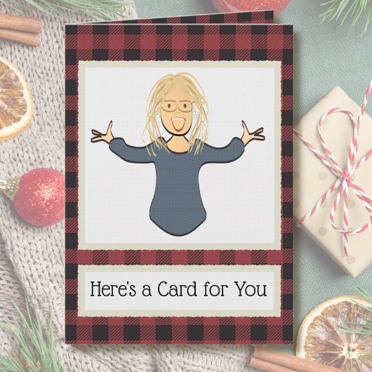 女性キャラクターの面白いクリスマスギフトのお礼 カード