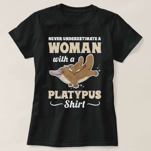 女性キュートプラットプスモノフォームデザインのためのプラティプ Tシャツ (デザイン正面)