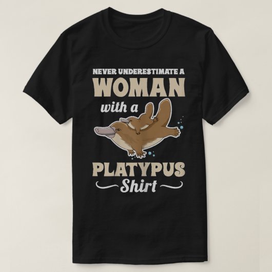 女性キュートプラットプスモノフォームデザインのためのプラティプ Tシャツ (デザイン正面)