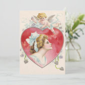 女性キューピッドハートデイジー結婚式招待状 招待状 (スタンド正面)