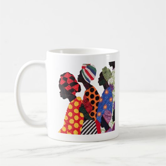 女性キルト作家のアートを祝う コーヒーマグ コーヒーマグカップ (左)