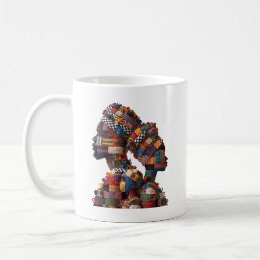 女性キルト作家の芸術を称える コーヒーマグ コーヒーマグカップ (左)