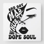 女性ギフトに力を与えるクリスマスハッスルデザイン スクエア壁時計 (正面)