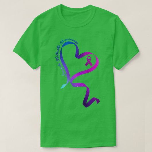 女性ギフトハートリボン若年性関節炎アワーン Tシャツ (デザイン正面)