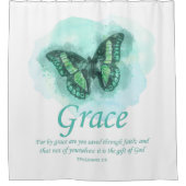 女性クリスチャン聖書蝶の詩：恵み シャワーカーテン (正面)