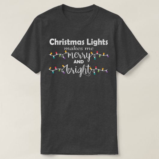 女性クリスマスライトメリーと明るいおもしろいママXm Tシャツ (デザイン正面)