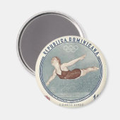 女性クール泳ぐ人ダイブスタンプレトロ磁石 マグネット (正面/裏面)