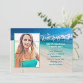 女性グラードビーチお祝い写真招待状 招待状 (スタンド正面)