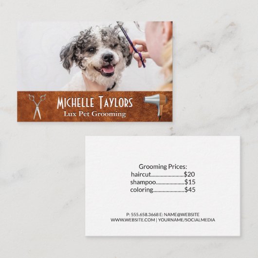 女性グルーミング犬 名刺 (正面/裏面)