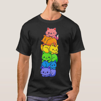 女性ゲイプライド猫LGBTかわいい猫が可愛い Tシャツ
