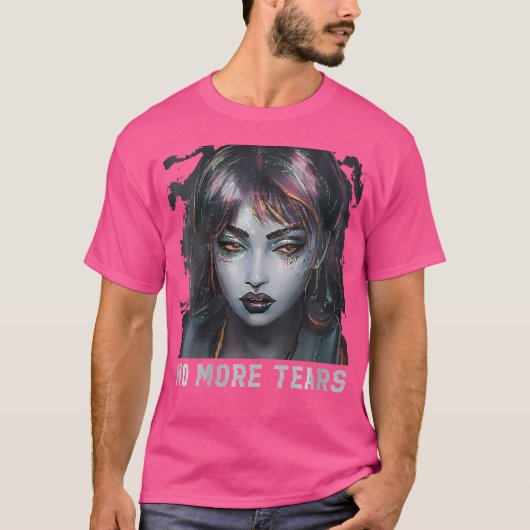 女性ゴシック美学アートもはや涙サドPunk E Tシャツ (正面)