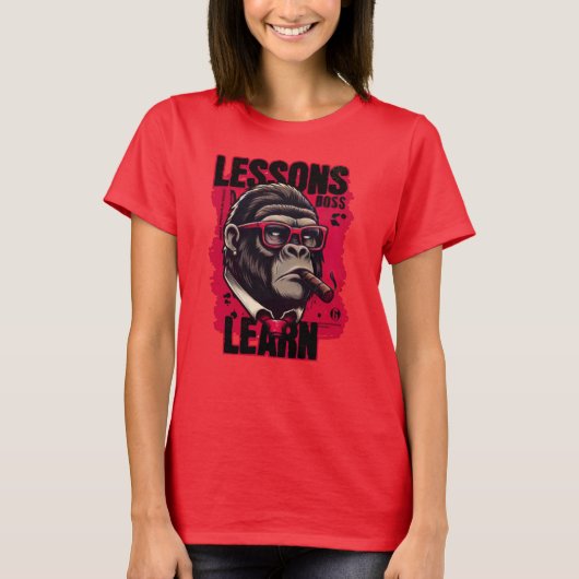 女性ゴリラ上司の教訓Tシャツ Tシャツ (正面)