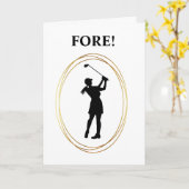 女性ゴルファーおもしろい誕生日カード カード (黄色い花)
