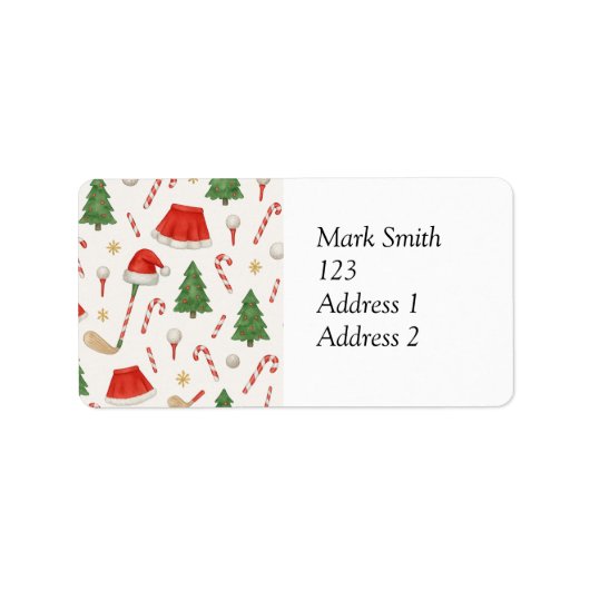 女性ゴルファーのためのゴルフクリスマステーマ ラベル (正面)