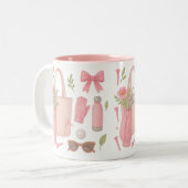 女性ゴルファーのためのゴルフピンクをテーマにしたゴルフ ツートーンマグカップ (正面左)