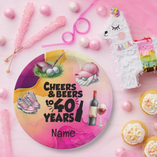 女性ゴルファーのためのゴルフ40th誕生日 ペーパープレート (パーティー)