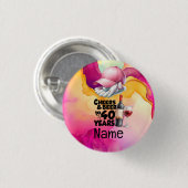 女性ゴルファーのためのゴルフ40th誕生日 缶バッジ (正面&裏面)