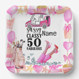 女性ゴルファーのためのゴルフ50誕生日 ペーパープレート