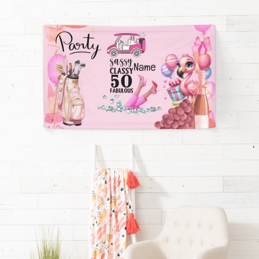 女性ゴルファーのためのゴルフ50誕生日 横断幕 (インサイチュ)