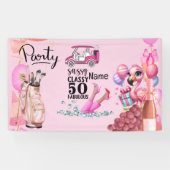 女性ゴルファーのためのゴルフ50誕生日 横断幕 (横)