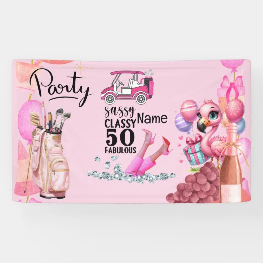 女性ゴルファーのためのゴルフ50誕生日 横断幕 (横)