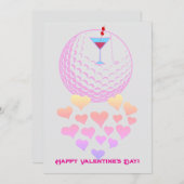 女性ゴルファーのためのバレンタインデーカード - ピンクのデザイン シーズンカード (正面/裏面)