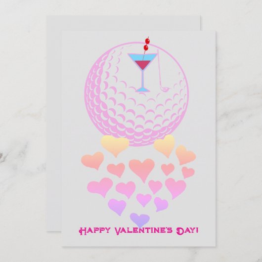 女性ゴルファーのためのバレンタインデーカード - ピンクのデザイン シーズンカード (正面/裏面)