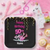 女性ゴルファーのためのピンクテーマでゴルフ50番目の誕生日 ペーパープレート (パーティー)