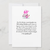 女性ゴルファーのためのピンクテーマのゴルフ65番目の誕生日 招待状 (裏面)