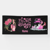 女性ゴルファーのためのピンクテーマのゴルフ65番目の誕生日 横断幕 (横)
