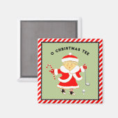 女性ゴルファーのクリスマス マグネット (正面/裏面)