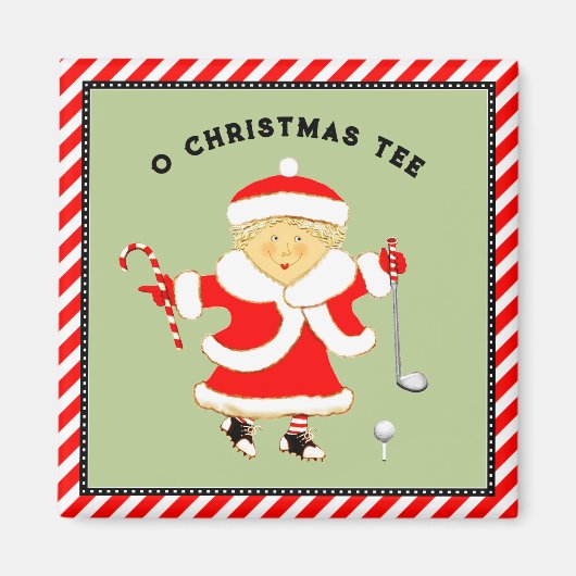 女性ゴルファーのクリスマス マグネット (正面)