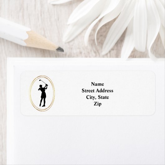 女性ゴルファーのシルエット差出人住所ラベル ラベル (インサイチュ)