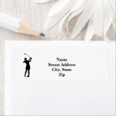 女性ゴルファーのシルエット差出人住所ラベル ラベル (インサイチュ)