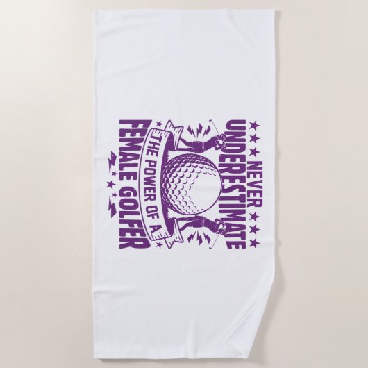 女性ゴルファーの力を過小評価してはいけない ビーチタオル (正面)