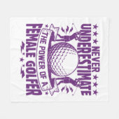 女性ゴルファーの力を過小評価してはいけない フリースブランケット (正面(横))