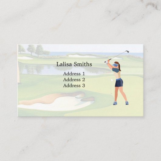 女性ゴルファーは名刺をゴルフしている 名刺 (正面)
