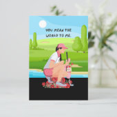 女性ゴルファー水彩付きゴルフサンキューカード サンキューカード (スタンド正面)