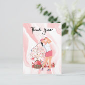 女性ゴルファー水彩付きゴルフサンキューカード ポストカード (スタンド正面)